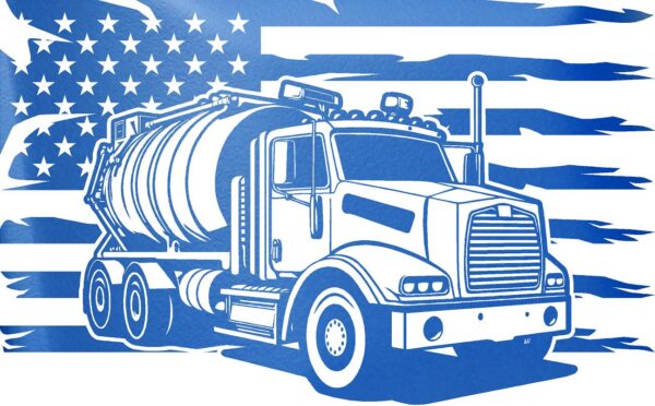 TANK TRUCK WITH FLAG MATTE BLUE